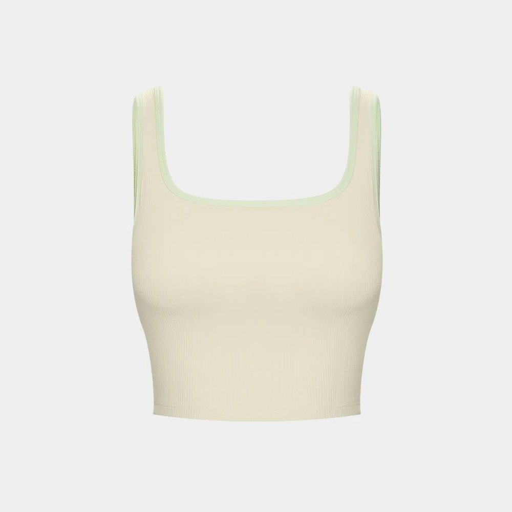 NWT HALARA Ribbed Knit Color Block Backless Cropped Yoga Tank Top - Picture 7 of 12